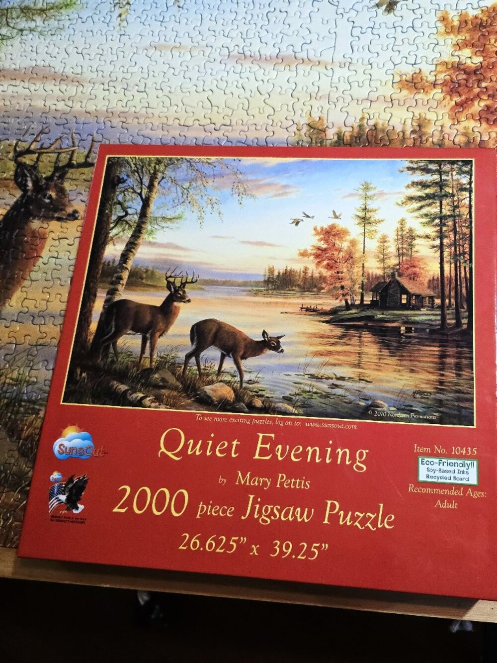 Quiet Evening 2000 Piece Jigsaw PUzzle Mary Pettis 26.625" x 39.25" SunsOut Deer